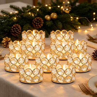 24pcs Crystal Tea Light Candle Holders for Christmas Wedding Dinner Party Table Centerpieces