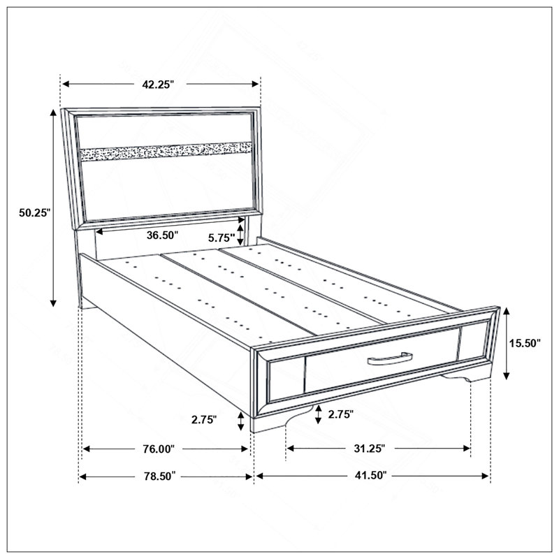Black Twin Storage Panel Bed