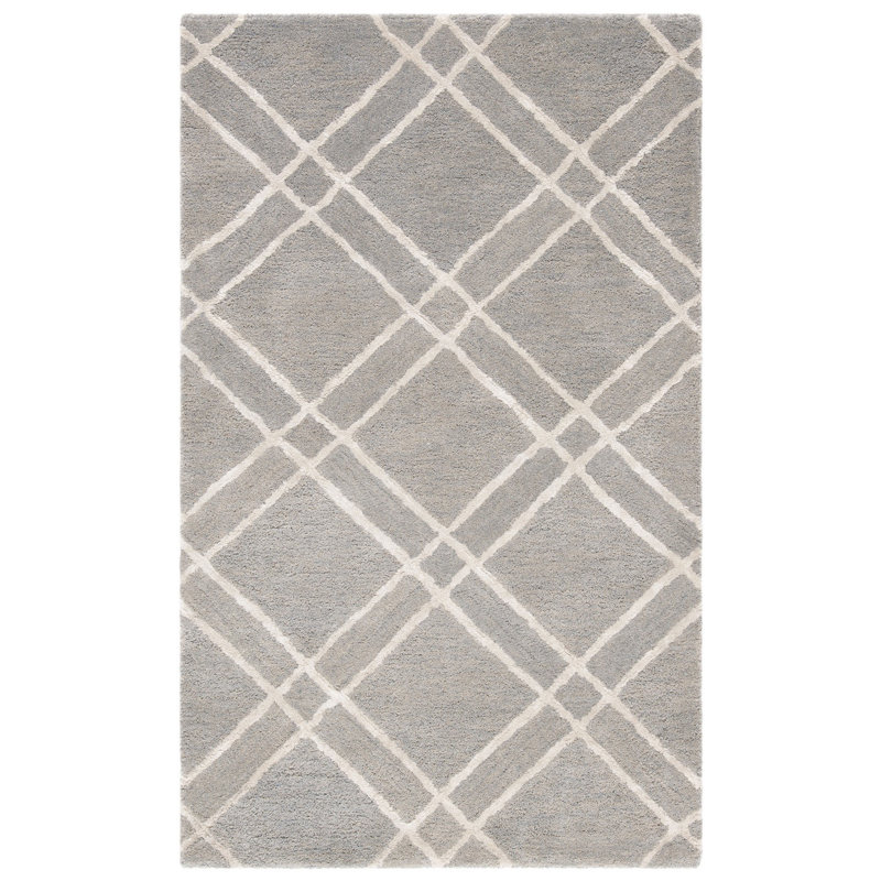Tapis gris en laine touffeté à la main Milroy, Rectangle 3 pi x 5 pi