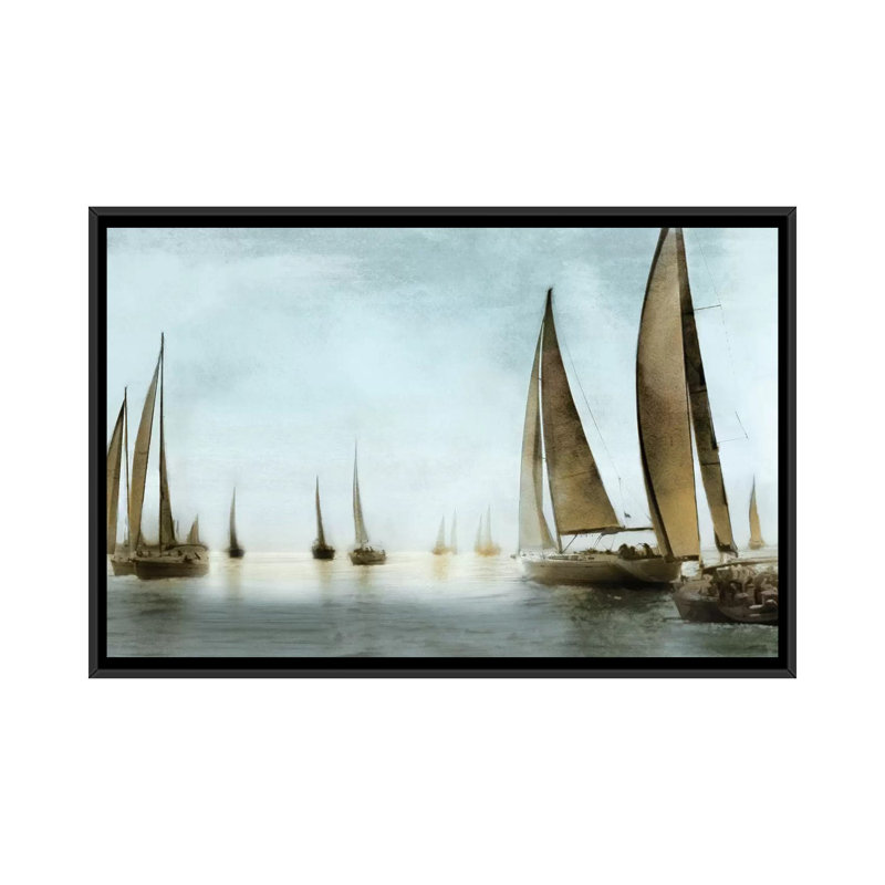 «Golden Sails», reproduction sur toile, Toile avec cadre noir, Pas de tapis, H 32 po x l 48 po x P 1,5 po