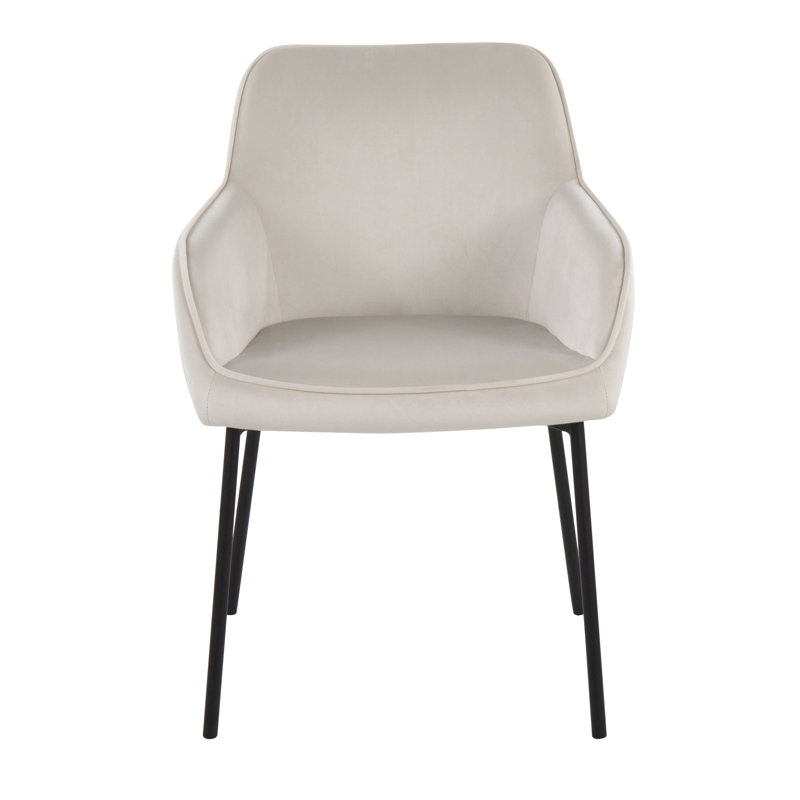 Cyr 19'' H Velvet Upholstered Armchair, Cream, Black