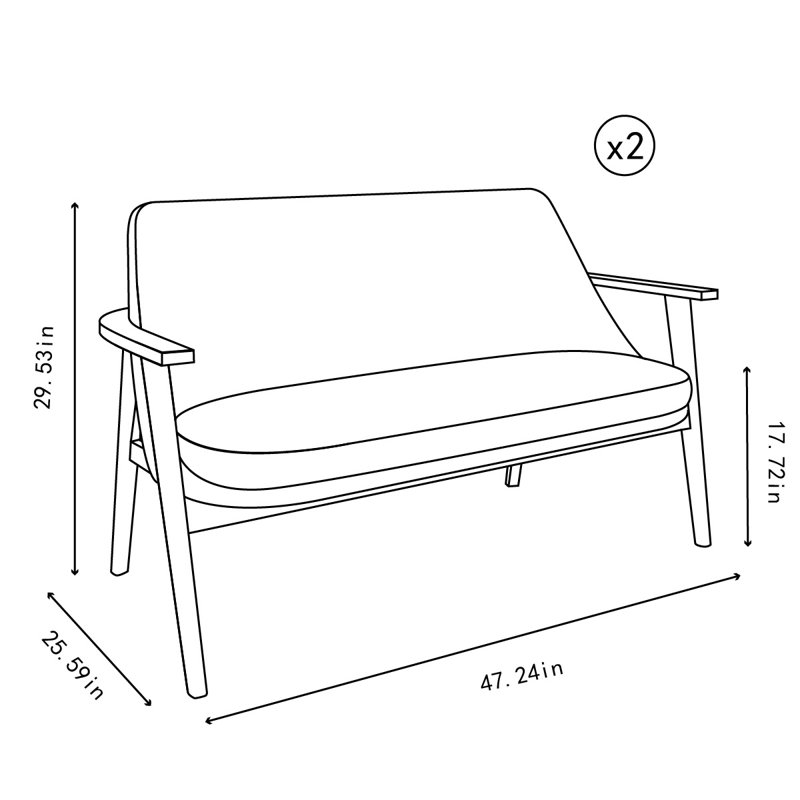 Banc de canapé double en similicuir, Vert