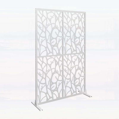 Metal Privacy Screen,Free Standing Decorative Divider for Indoor and Outdoor Use