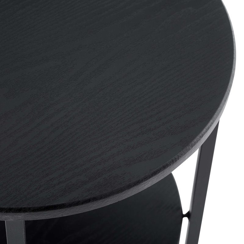 Petite table d'appoint ronde, table de bout campagnarde à 2 niveaux, tables d'appoint pour petits espaces, tables de chevet pour le salon des chambres à coucher, tables basses avec tablette de rangement