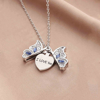 Thanksgiving Decorations Mother's Love Inlaid Pendant Heart Shaped Two-tone Necklace Fashion Jewelr