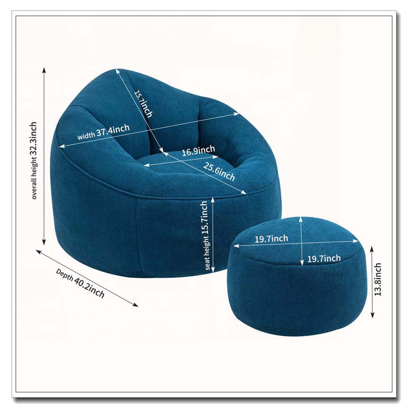 Fauteuil à billes avec rembourrage en mousse et fauteuil, Bleu