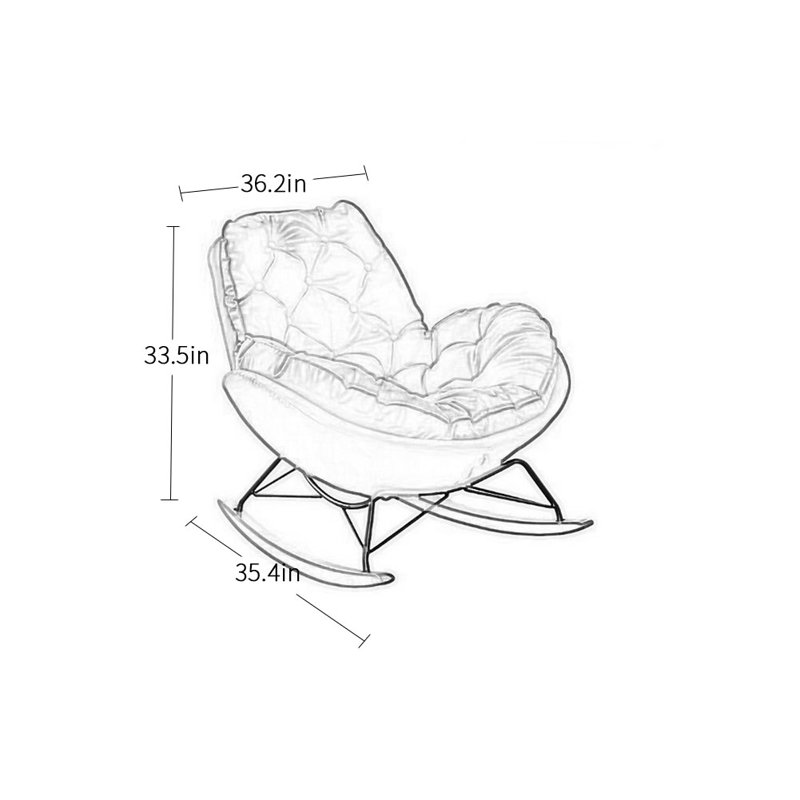 Chaise berçante légère, luxueuse et confortable, Orange et gris