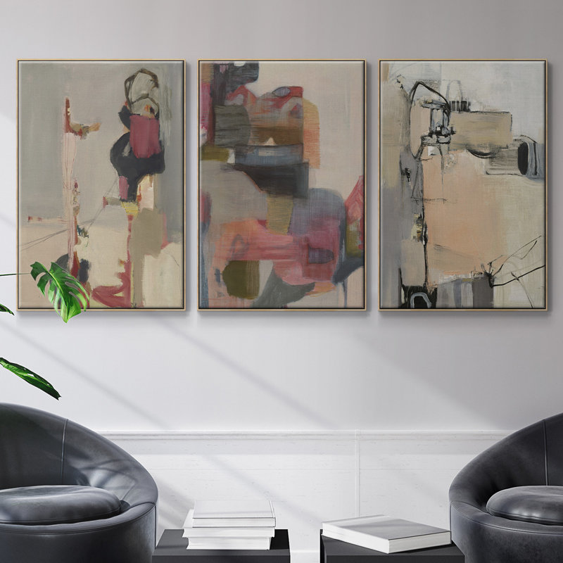 Grès, impression sur toile 3 pièces, Naturel, H 24 po x l 48 po x P 2 po