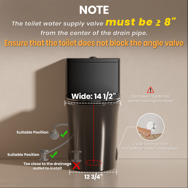 Toilette allongée une pièce 17 po, Black
