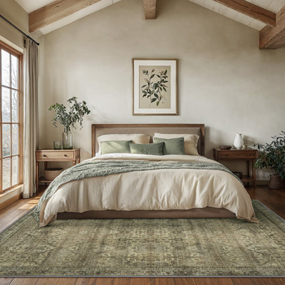  Abastos Oriental Machine Washable Sage Area Rug