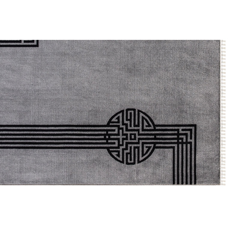 Luxueux tapis gris, 6,4 x 9,5 pieds, 100% polyester | Poils de 0,3 pouce de hauteur, tissés à la machine avec base en coton | Haute densité 2900 g / m² | Facile à nettoyer, facile à nettoyer, parfait pour le salon et la chambre à coucher
