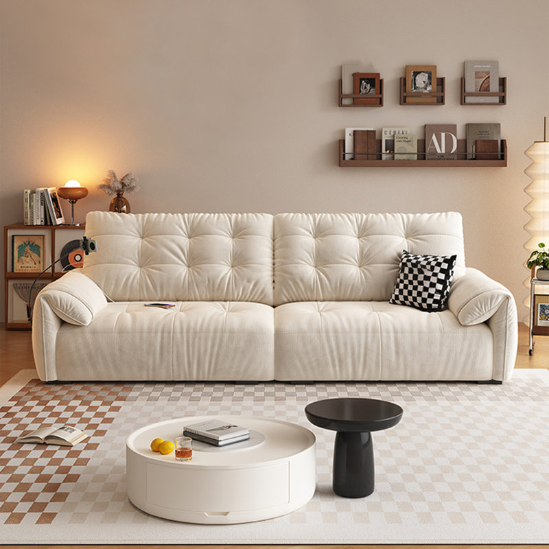Creamy white Chenille Modular Sofa, 36.61" H x 110.24" W x 43.31" D, 4