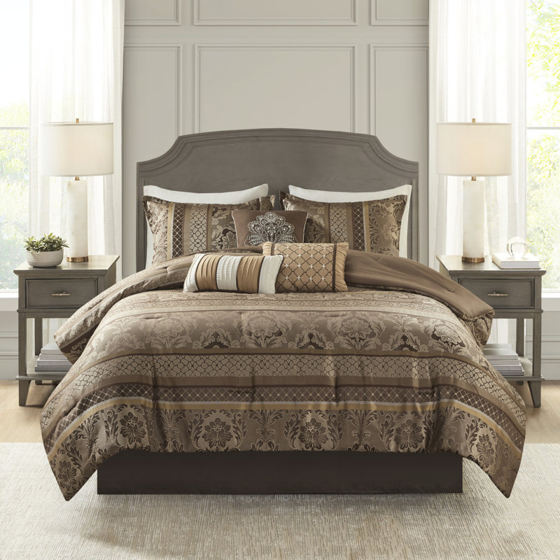 Édredon de luxe très grand pour 7 pièces - brun / or, style brun / or, motifs exquis, Brun