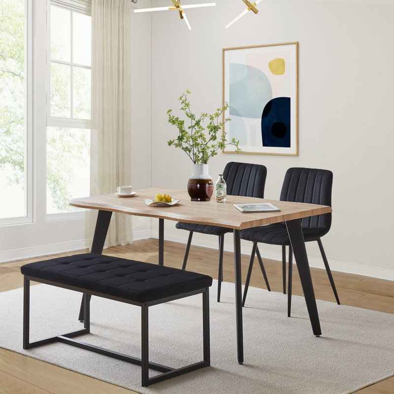 Marigolde Velvet Upholstered Bench, Black