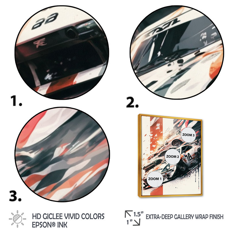 Toile de voiture japonaise «I» au Japon, L 12 po x H 20 po, Toile à cadre flottant doré
