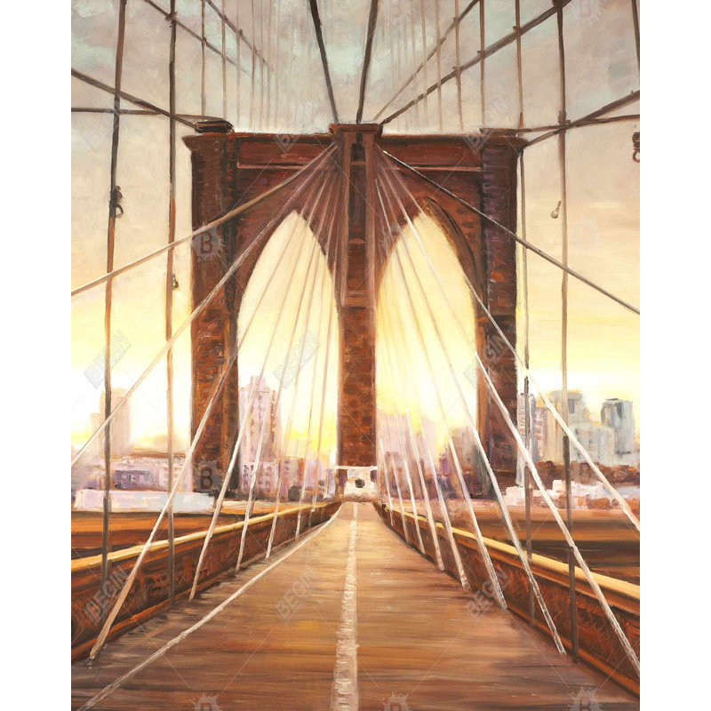 «Sunset On The Brooklyn Bridge» sur toile, H 60 po x l 48 po