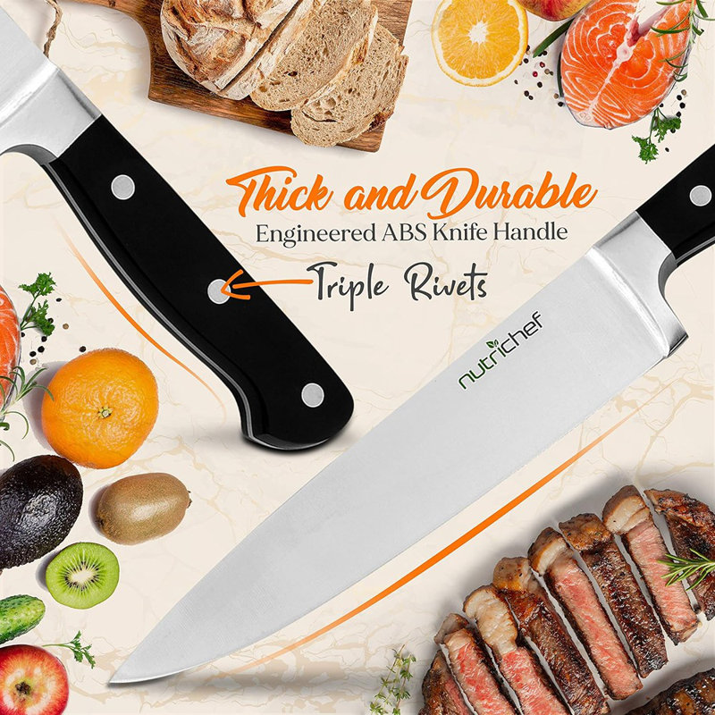 NutriChef 13 Piece Stainless Steel Knife Block Set