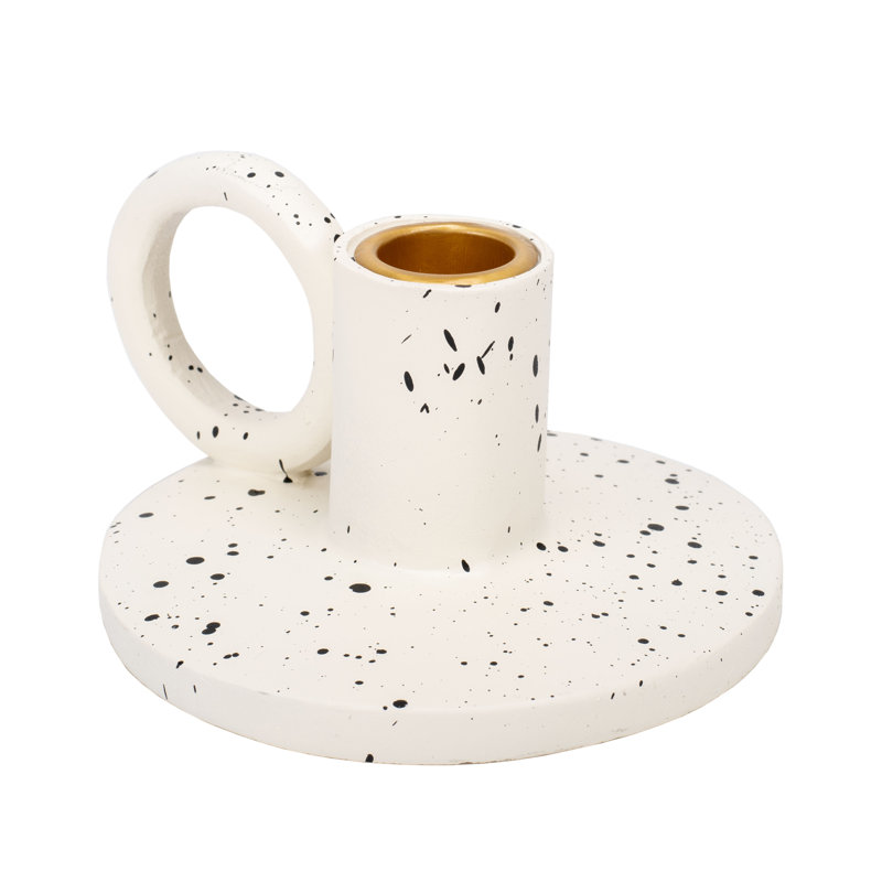 Porte-bougie moucheté blanc, paquet de 4, Blanc