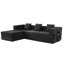 Canapé d'angle modulaire en L avec méridienne, 108 x 72 x 26 pouces, en velours côtelé noir, monobloc, aucun assemblage requis