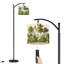 Lampe sur pied à arc avec abat-jour ajustable Tropical Beach House Vintage rustique Boho Palm Tree Coconut Lampe sur pied tropicale