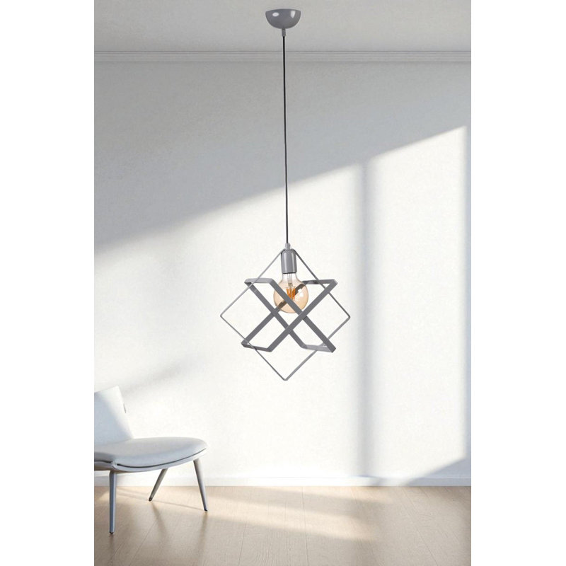 Elegant Grey Metal Chandelier, Adjustable Height, Ø11.8 x 14.2 inches | 1 x E27 Socket (Max 40W) | Stylish Lighting Fixture for Dining Room & Living Room | Modern Design with IP20 Rating, Bulb Not Included