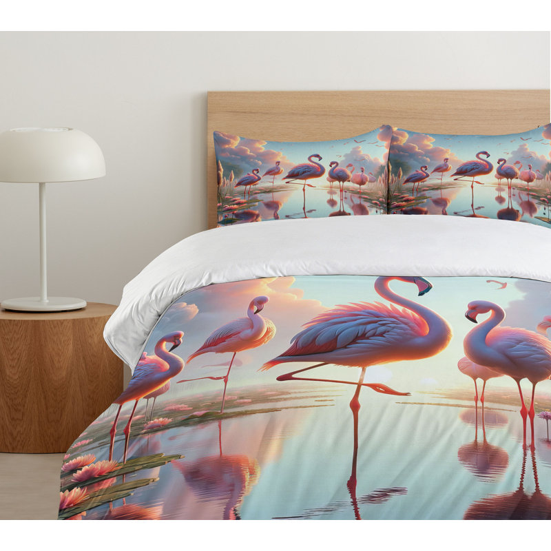 Flamingo Duvet Cover, Queen Duvet Cover + 2 Standard Shams