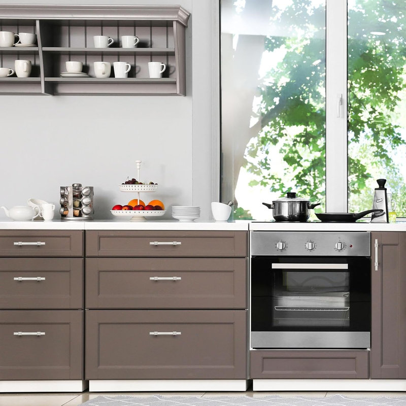Paquet de 20 poignées d'armoire - Poignées de tiroir carrées en acier inoxydable avec trou central de 3/3 po pour armoires de cuisine - Quincaillerie d'installation facile