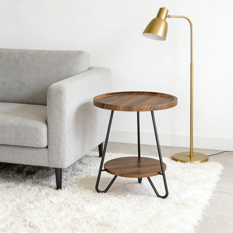 Table d'appoint Nordic Square avec plateau en panneau de fibres à densité moyenne blanc et structure en métal noir