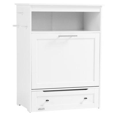 White Pet Feeding Cabinet - , Dog Food Storage With Raised Bowls & Hanger For Health Unit: Material Durability