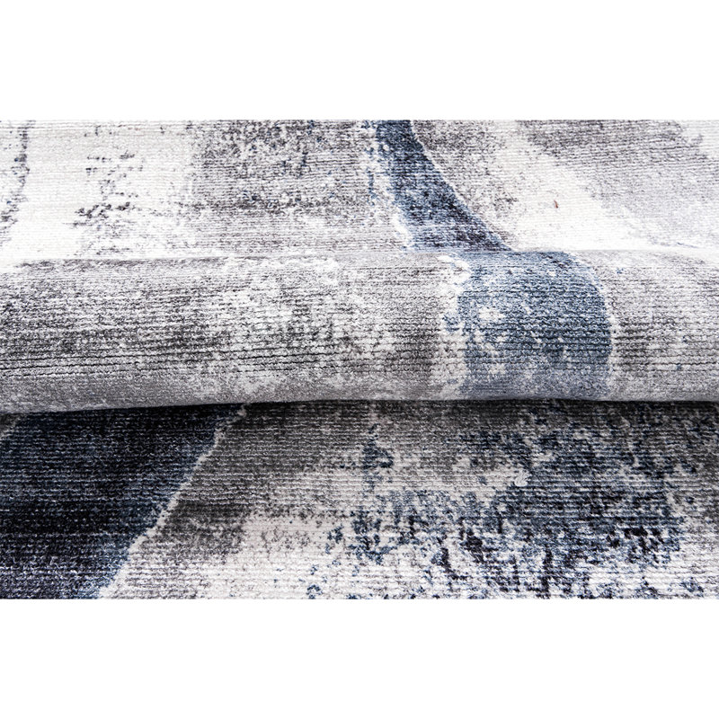 Tapis bleu / ivoire noué à la main de haute qualité, Rectangle 5 pi x 8 pi