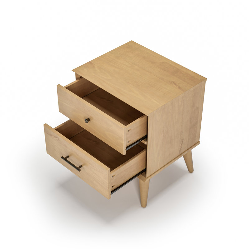 Table de chevet 2 tiroirs Caleesha, Light Oak