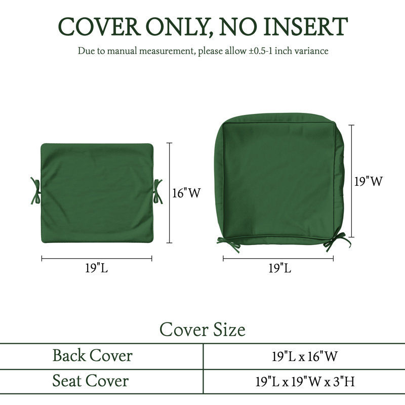 Housses pour coussins d'extérieur toutes saisons pour meubles d'extérieur, housses seulement, 6, L 19 po x P 19 po