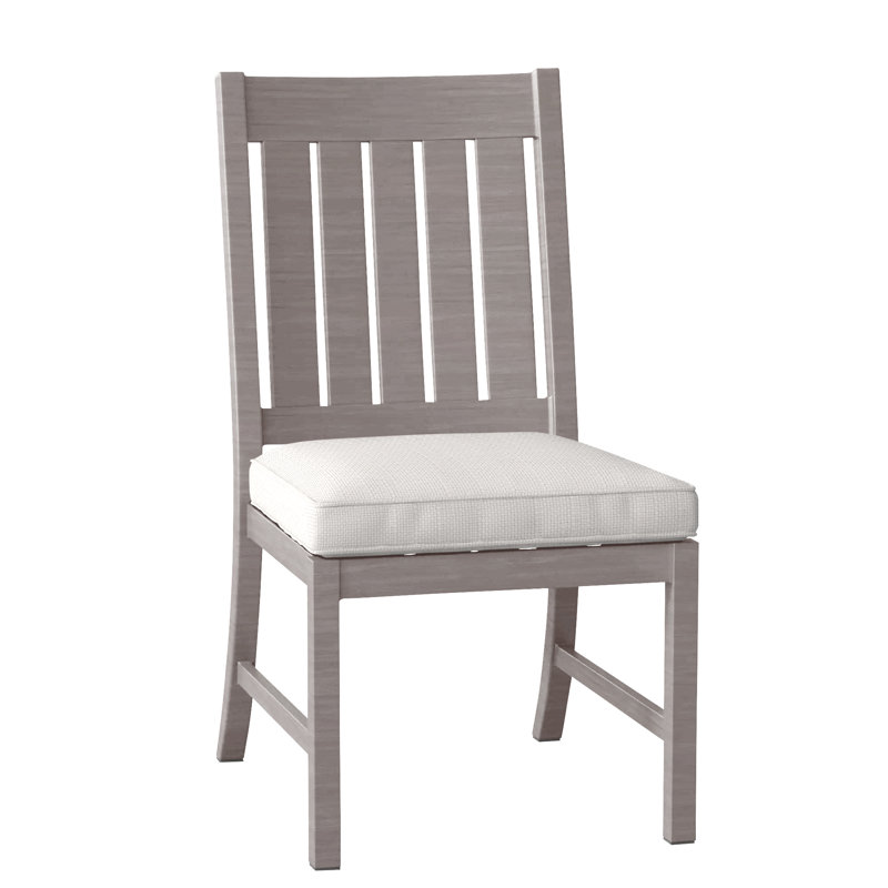 Club Patio Dining Side Chair with Cushions, Welt, Oyster, Linen Snow