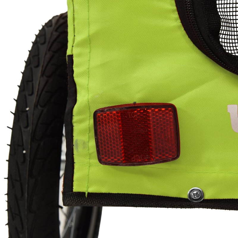 vidaXL Pet Bike Trailer Green and Black Oxford Fabric and Iron, 73.cm H x 135cm W x 68cm D