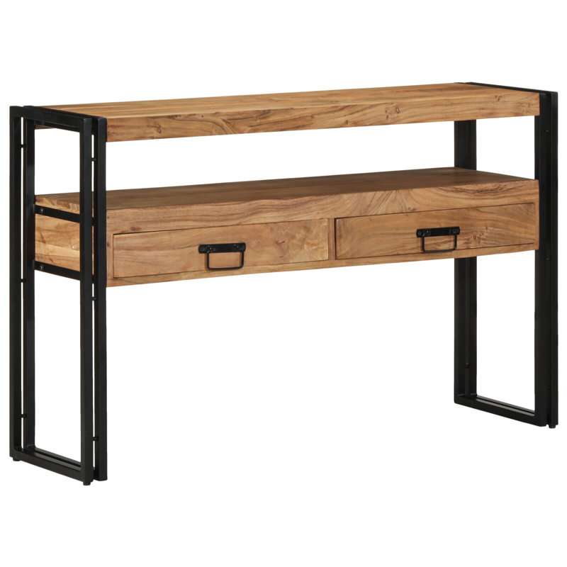 Wood, Solid Acacia Wood, Metal Side Table