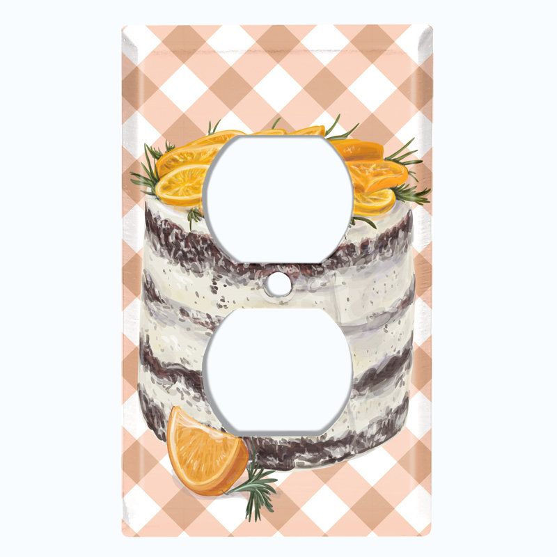 Plaque murale en métal à 1 face en forme de gâteau orange et chocolat Layered