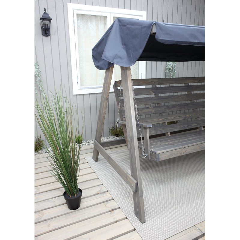 Youngs 3 Person Pine Porch Swing with Canopy, Grey, Grey