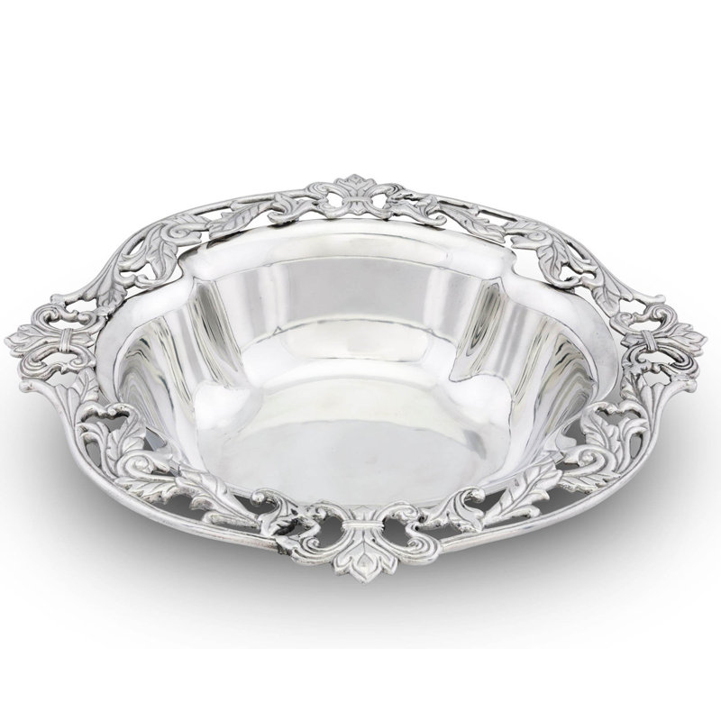 Arthur Court Aluminum Fleur De Lis Serving Bowl