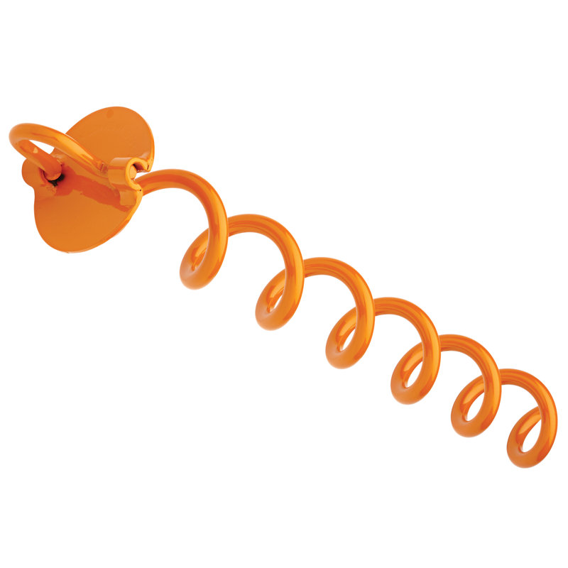 Orange 16-Inch Painted Steel Spiral Ground Anchor