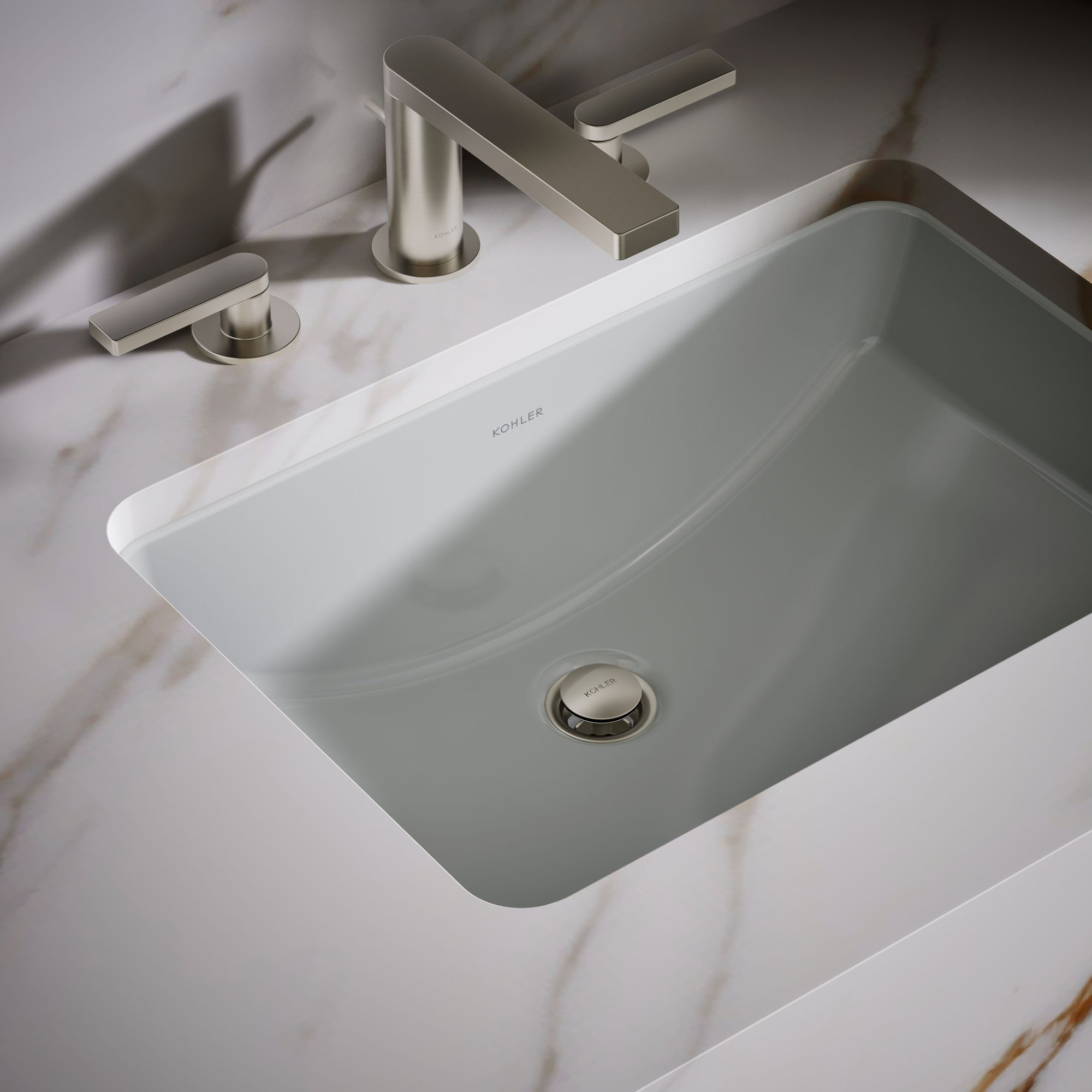Ladena Finish Vitreous China Rectangular Undermount Bathroom Sink with Overflow, Ice Gray