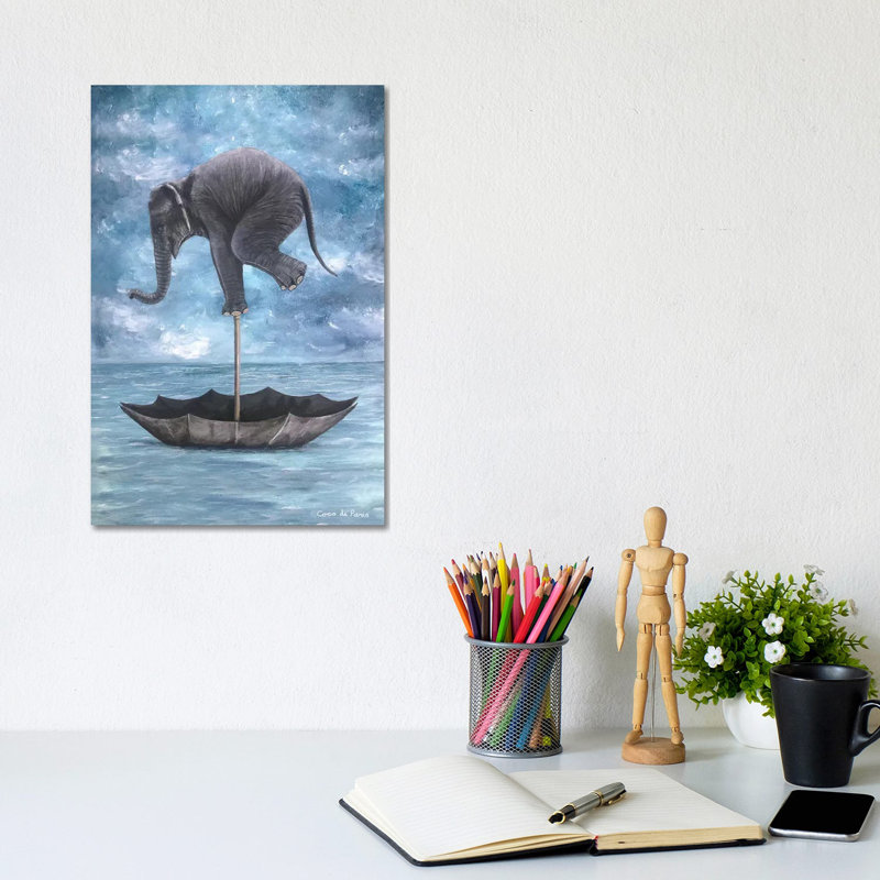 Elephant In Balance by Coco De Paris - Wrapped Canvas Print, 20.32 cm H x 30.48 cm W
