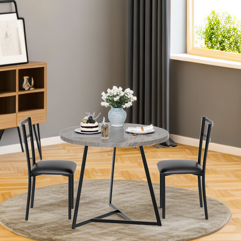 3 - Piece Dining Set, Gray/Black