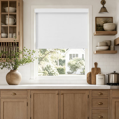 Blind Shade Cordless Free-Stop Roller Shade UV Protection Blackout Window Blinds Light-Proof with Aluminum Cover for Home & Office, White, 35"W x 75"H
