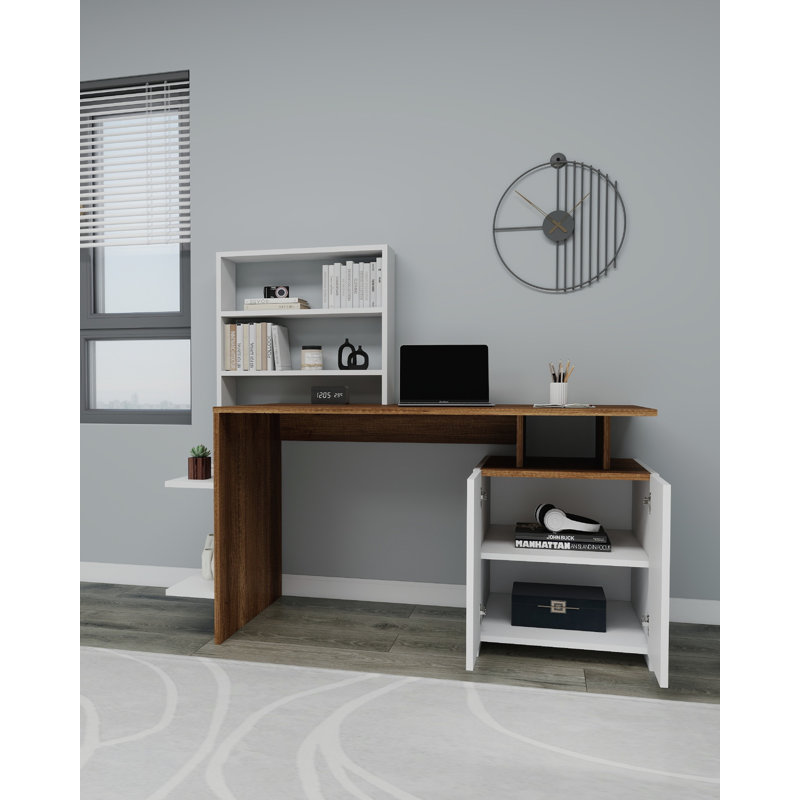 Computer Desk Ezekiella Lake, Walnut/White