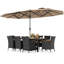 Ensemble de 11 chaises de patio en osier avec parasol double face et 8 chaises empilables-240306079-240306078