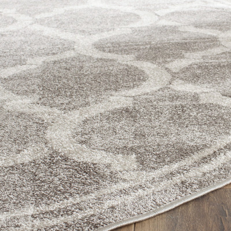 Ammundsen Geometric Gray/Light Gray Area Rug, Rectangle 3' x 5'