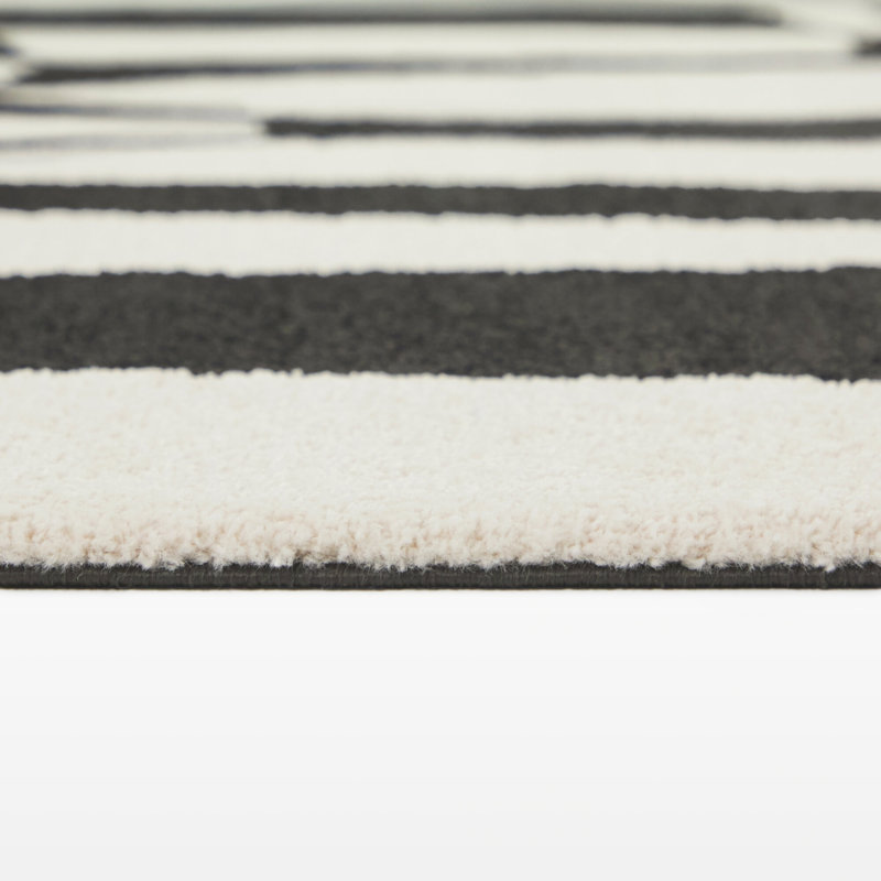 Carr Charcoal/Cream Organic Modern Area Rug, Rectangle 5'3" x 7'