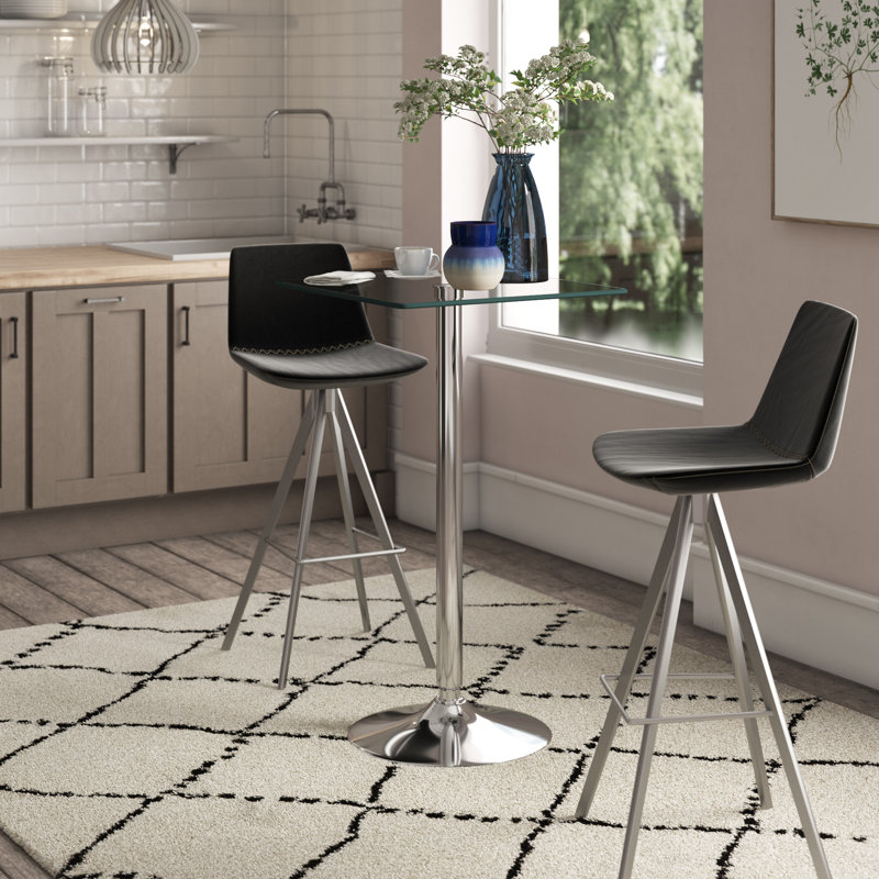 Bauder Glass Top Metal Base Dining Table, Clear Glass