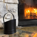 Mind Reader Fireplace Ash Bucket, 6L (1.5 gal) Capacity, Wood Stove, Fireplace Accessories, Metal, 9"L x 9"W x 10.5"H