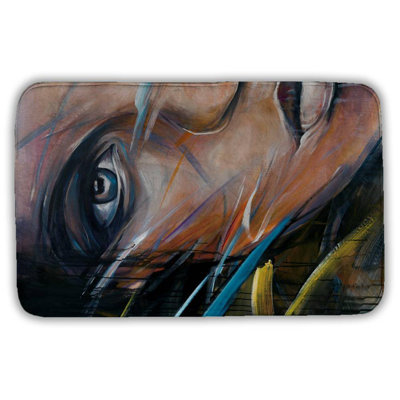 Colorful woman face Bath Mat with Non-Slip Backing - Quick Dry Memory Foam Bathroom Rug - Absorbent - Modern Plush Spa-Style - Machine Washable
